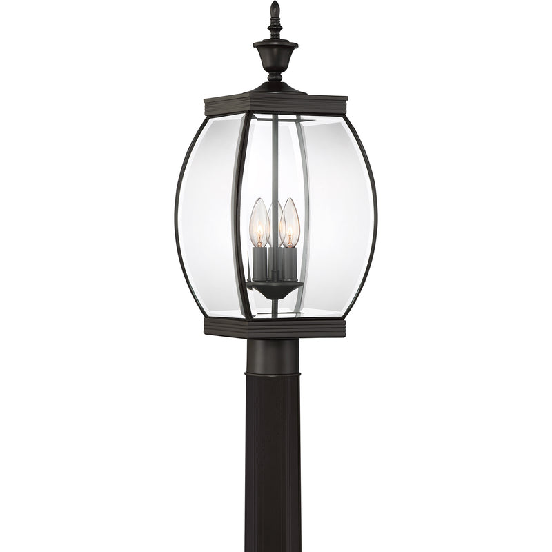 Quoizel Oasis 9in 3-Light Outdoor Lantern | Transitional Medici Bronze and Clear Glass | Front Entry & Porch | 9 x 9 x 23 in | Model OAS9009Z