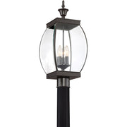 Quoizel Oasis 9in 3-Light Outdoor Lantern | Transitional Medici Bronze and Clear Glass | Front Entry & Porch | 9 x 9 x 23 in | Model OAS9009Z