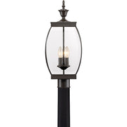 Quoizel Oasis 9in 3-Light Outdoor Lantern | Transitional Medici Bronze and Clear Glass | Front Entry & Porch | 9 x 9 x 23 in | Model OAS9009Z