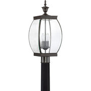 Quoizel Oasis 9in 3-Light Outdoor Lantern | Transitional Medici Bronze and Clear Glass | Front Entry & Porch | 9 x 9 x 23 in | Model OAS9009Z
