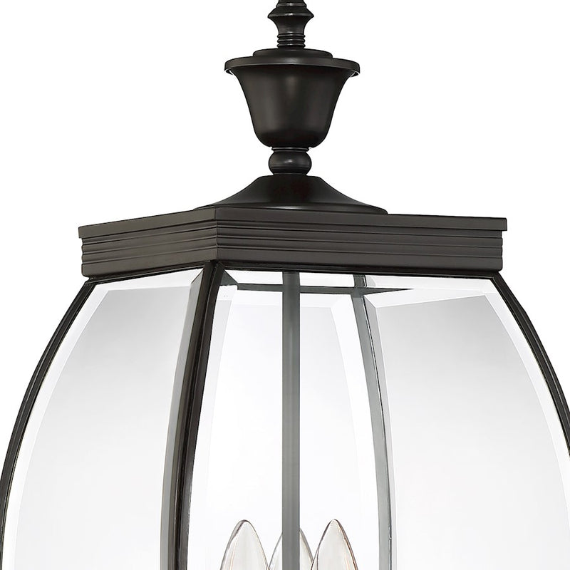 Quoizel Oasis 9in 3-Light Outdoor Lantern | Transitional Medici Bronze and Clear Glass | Front Entry & Porch | 9 x 9 x 23 in | Model OAS9009Z