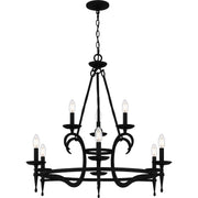 Quoizel Octavia 32in 9-Light Chandelier | Traditional Earth Black and Aged Brass Steel | Dining Room & Foyer | 32 x 32 x 29.75 in | Model OCA5032EK