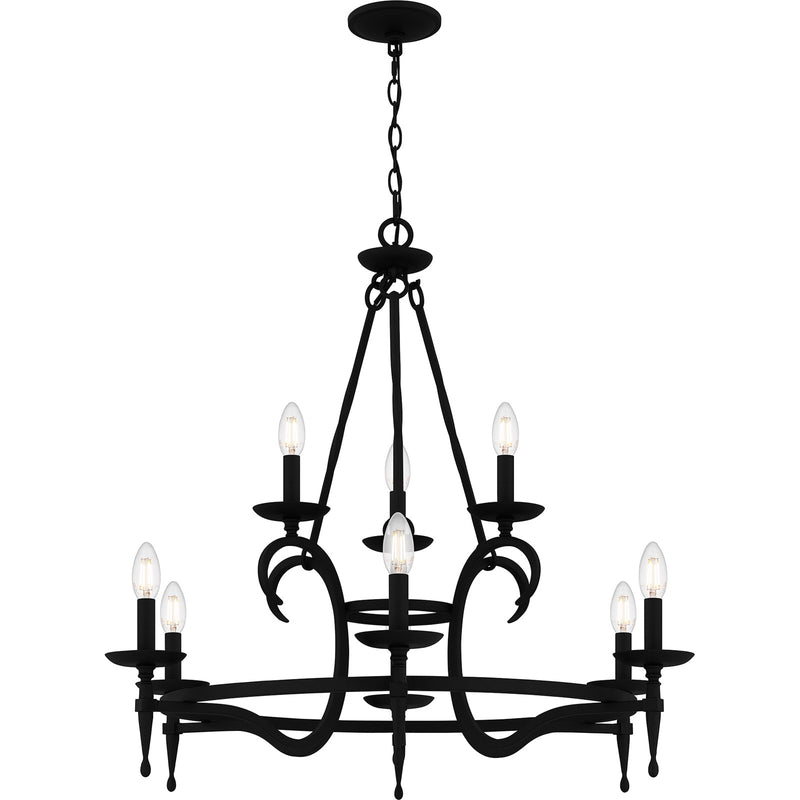 Quoizel Octavia 32in 9-Light Chandelier | Traditional Earth Black and Aged Brass Steel | Dining Room & Foyer | 32 x 32 x 29.75 in | Model OCA5032EK