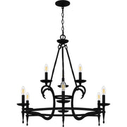 Quoizel Octavia 32in 9-Light Chandelier | Traditional Earth Black and Aged Brass Steel | Dining Room & Foyer | 32 x 32 x 29.75 in | Model OCA5032EK