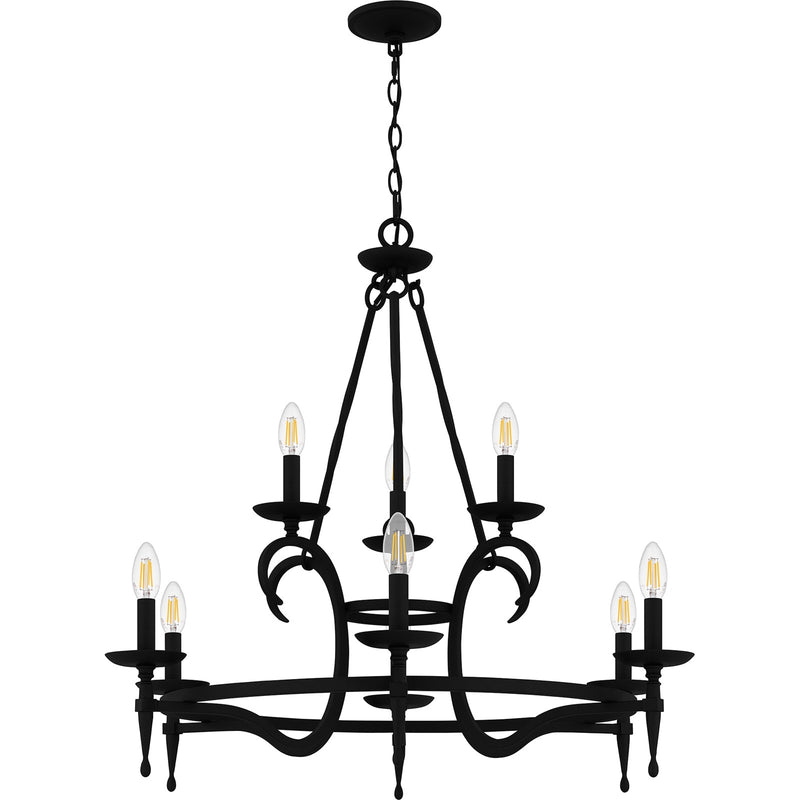 Quoizel Octavia 32in 9-Light Chandelier | Traditional Earth Black and Aged Brass Steel | Dining Room & Foyer | 32 x 32 x 29.75 in | Model OCA5032EK