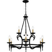 Quoizel Octavia 32in 9-Light Chandelier | Traditional Earth Black and Aged Brass Steel | Dining Room & Foyer | 32 x 32 x 29.75 in | Model OCA5032EK