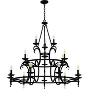 Quoizel Octavia 46in 18-Light Chandelier | Traditional Earth Black and Aged Brass Steel | Dining Room & Foyer | 46 x 46 x 42 in | Model OCA5046EK