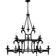 Quoizel Octavia 46in 18-Light Chandelier | Traditional Earth Black and Aged Brass Steel | Dining Room & Foyer | 46 x 46 x 42 in | Model OCA5046EK