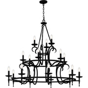 Quoizel Octavia 46in 18-Light Chandelier | Traditional Earth Black and Aged Brass Steel | Dining Room & Foyer | 46 x 46 x 42 in | Model OCA5046EK