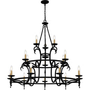 Quoizel Octavia 46in 18-Light Chandelier | Traditional Earth Black and Aged Brass Steel | Dining Room & Foyer | 46 x 46 x 42 in | Model OCA5046EK
