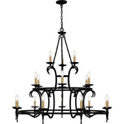 Quoizel Octavia 46in 18-Light Chandelier | Traditional Earth Black and Aged Brass Steel | Dining Room & Foyer | 46 x 46 x 42 in | Model OCA5046EK