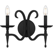 Quoizel Octavia 14in 2-Light Wall Sconce | Traditional Earth Black and Aged Brass Steel | Bedroom & Hallway | 14 x 7.25 x 11.25 in | Model OCA8714EK