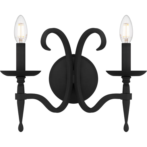Quoizel Octavia 14in 2-Light Wall Sconce | Traditional Earth Black and Aged Brass Steel | Bedroom & Hallway | 14 x 7.25 x 11.25 in | Model OCA8714EK
