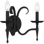 Quoizel Octavia 14in 2-Light Wall Sconce | Traditional Earth Black and Aged Brass Steel | Bedroom & Hallway | 14 x 7.25 x 11.25 in | Model OCA8714EK