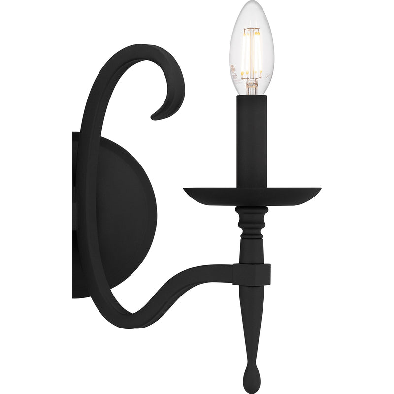 Quoizel Octavia 14in 2-Light Wall Sconce | Traditional Earth Black and Aged Brass Steel | Bedroom & Hallway | 14 x 7.25 x 11.25 in | Model OCA8714EK