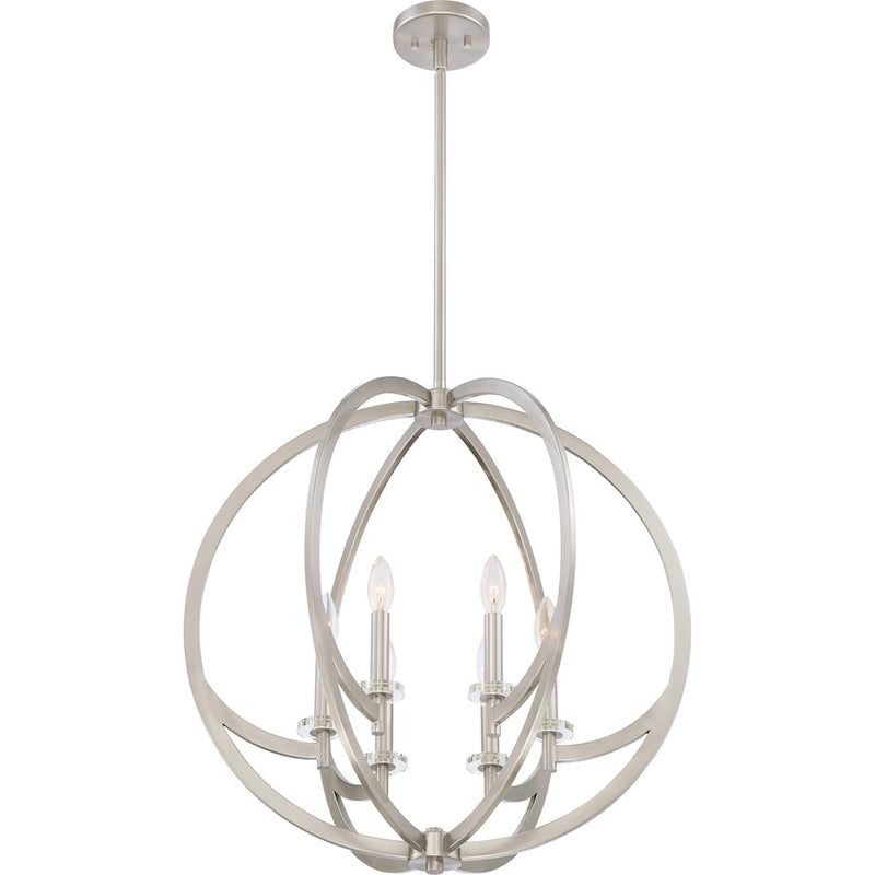 Quoizel Lighting Orion 6 Light Pendant, Brushed Nickel