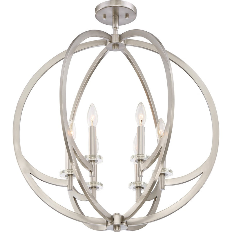Quoizel Lighting Orion 6 Light Pendant, Brushed Nickel