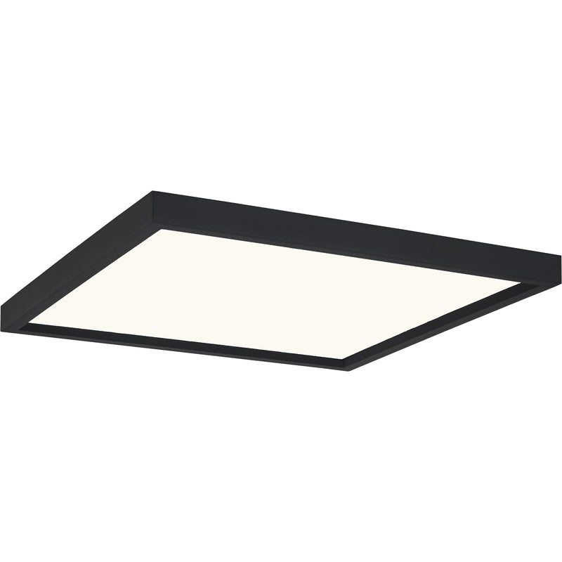 Quoizel Outskirts 15in LED Flush Mount | Modern Earth Black Steel and White Acrylic Shade | Kitchen & Hallway Ceiling Light | Model OST1615EK