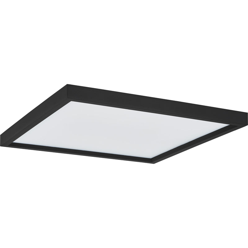Quoizel Outskirts 15in LED Flush Mount | Modern Earth Black Steel and White Acrylic Shade | Kitchen & Hallway Ceiling Light | Model OST1615EK