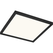 Quoizel Outskirts 15in LED Flush Mount | Modern Earth Black Steel and White Acrylic Shade | Kitchen & Hallway Ceiling Light | Model OST1615EK