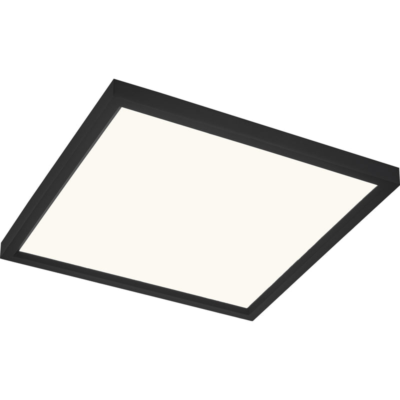 Quoizel Outskirts 15in LED Flush Mount | Modern Earth Black Steel and White Acrylic Shade | Kitchen & Hallway Ceiling Light | Model OST1615EK