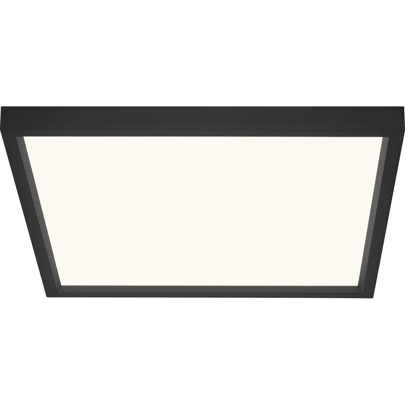 Quoizel Outskirts 15in LED Flush Mount | Modern Earth Black Steel and White Acrylic Shade | Kitchen & Hallway Ceiling Light | Model OST1615EK