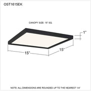Quoizel Outskirts 15in LED Flush Mount | Modern Earth Black Steel and White Acrylic Shade | Kitchen & Hallway Ceiling Light | Model OST1615EK