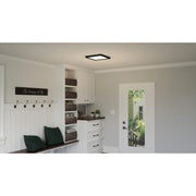 Quoizel Outskirts 15in LED Flush Mount | Modern Earth Black Steel and White Acrylic Shade | Kitchen & Hallway Ceiling Light | Model OST1615EK