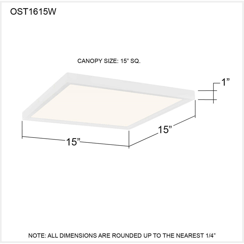 Quoizel Outskirts 15in LED Flush Mount | Contemporary Matte White Steel and White Acrylic | Kitchen & Hallway Ceiling Light | Model OST1615W