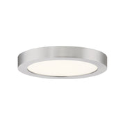 Quoizel Outskirts 8in LED Flush Mount | Contemporary Brushed Nickel Aluminum and White Acrylic | Hallway & Entryway Ceiling Light | Model OST1708BN