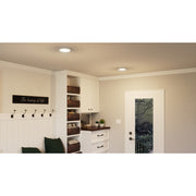 Quoizel Outskirts 8in LED Flush Mount | Contemporary Brushed Nickel Aluminum and White Acrylic | Hallway & Entryway Ceiling Light | Model OST1708BN