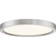 Quoizel Outskirts 11in LED Flush Mount | Modern Brushed Nickel and White Acrylic | Hallway & Bedroom Ceiling Light | 15W Dimmable | Model OST1711BN
