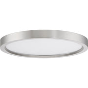 Quoizel Outskirts 11in LED Flush Mount | Modern Brushed Nickel and White Acrylic | Hallway & Bedroom Ceiling Light | 15W Dimmable | Model OST1711BN