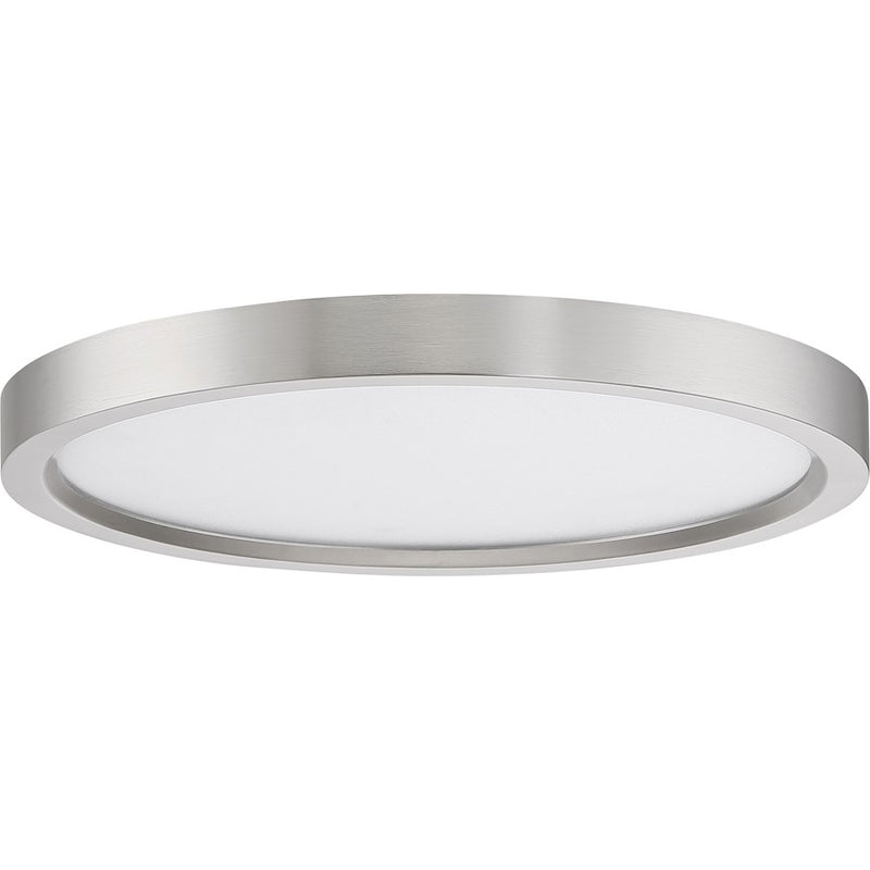 Quoizel Outskirts 11in LED Flush Mount | Modern Brushed Nickel and White Acrylic | Hallway & Bedroom Ceiling Light | 15W Dimmable | Model OST1711BN