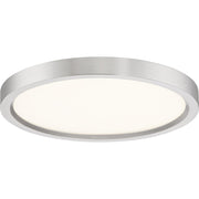 Quoizel Outskirts 11in LED Flush Mount | Modern Brushed Nickel and White Acrylic | Hallway & Bedroom Ceiling Light | 15W Dimmable | Model OST1711BN