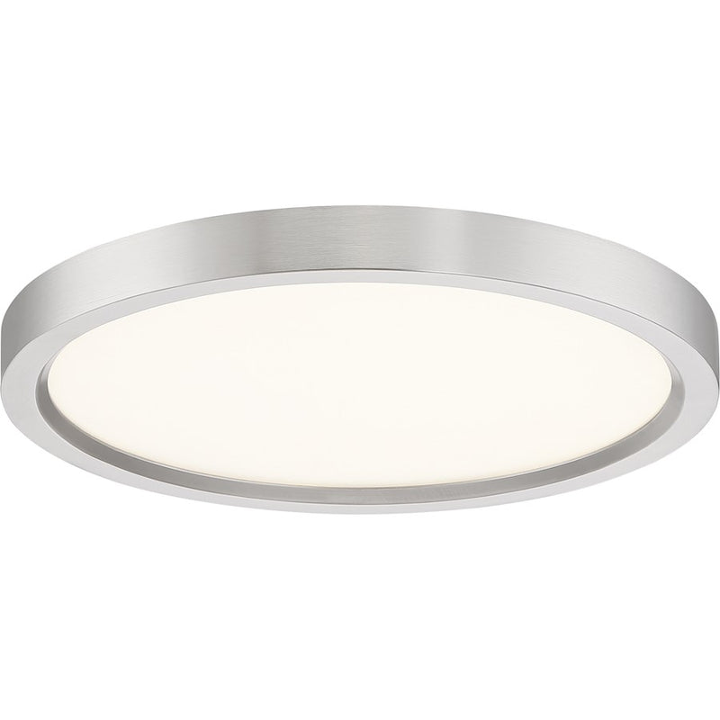 Quoizel Outskirts 11in LED Flush Mount | Modern Brushed Nickel and White Acrylic | Hallway & Bedroom Ceiling Light | 15W Dimmable | Model OST1711BN