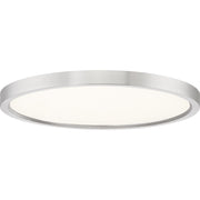 Quoizel Outskirts 15in LED Flush Mount | Modern Brushed Nickel and White Acrylic | Hallway & Bedroom Ceiling Light | 30W Dimmable | Model OST1715BN