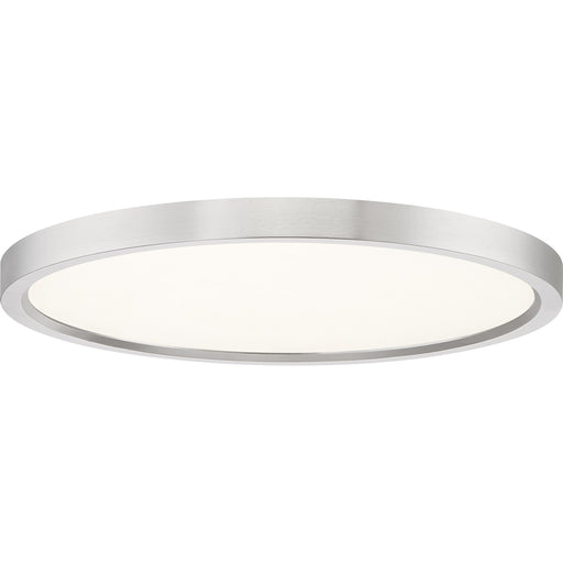 Quoizel Outskirts 15in LED Flush Mount | Modern Brushed Nickel and White Acrylic | Hallway & Bedroom Ceiling Light | 30W Dimmable | Model OST1715BN