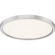 Quoizel Outskirts 15in LED Flush Mount | Modern Brushed Nickel and White Acrylic | Hallway & Bedroom Ceiling Light | 30W Dimmable | Model OST1715BN