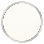 Quoizel Outskirts 15in LED Flush Mount | Modern Brushed Nickel and White Acrylic | Hallway & Bedroom Ceiling Light | 30W Dimmable | Model OST1715BN