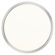 Quoizel Outskirts 15in LED Flush Mount | Modern Brushed Nickel and White Acrylic | Hallway & Bedroom Ceiling Light | 30W Dimmable | Model OST1715BN