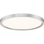 Quoizel Outskirts 15in LED Flush Mount | Modern Brushed Nickel and White Acrylic | Hallway & Bedroom Ceiling Light | 30W Dimmable | Model OST1715BN