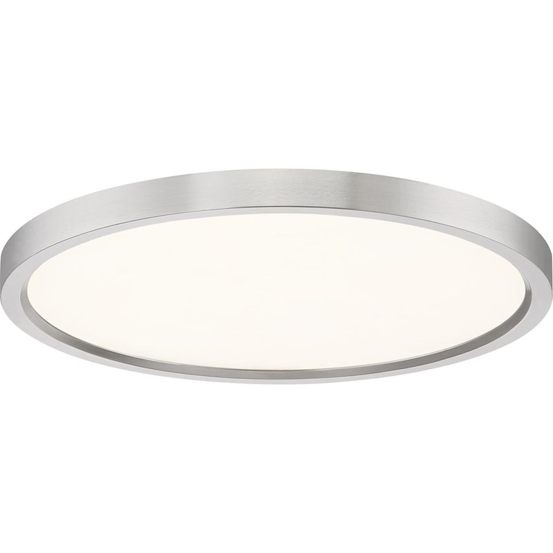 Quoizel Outskirts 15in LED Flush Mount | Modern Brushed Nickel and White Acrylic | Hallway & Bedroom Ceiling Light | 30W Dimmable | Model OST1715BN
