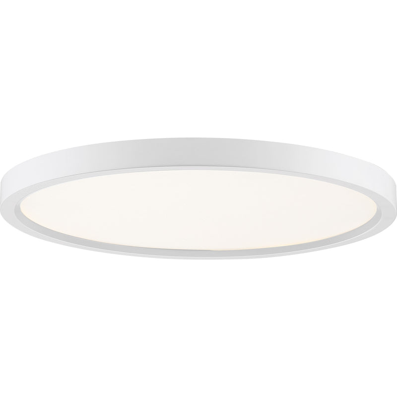 Quoizel Outskirts 15in LED Flush Mount | Contemporary Matte White and White Acrylic | Hallway & Bedroom Ceiling Light | Model OST1715W