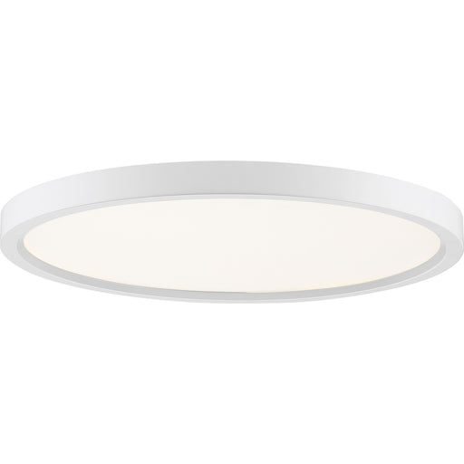 Quoizel Outskirts 15in LED Flush Mount | Contemporary Matte White and White Acrylic | Hallway & Bedroom Ceiling Light | Model OST1715W