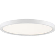 Quoizel Outskirts 15in LED Flush Mount | Contemporary Matte White and White Acrylic | Hallway & Bedroom Ceiling Light | Model OST1715W