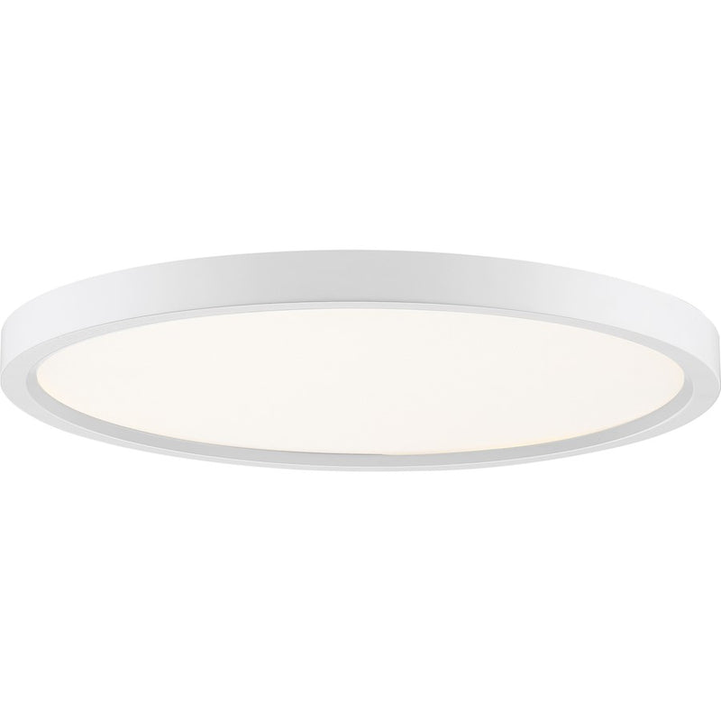 Quoizel Outskirts 15in LED Flush Mount | Contemporary Matte White and White Acrylic | Hallway & Bedroom Ceiling Light | Model OST1715W