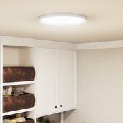 Quoizel Outskirts 15in LED Flush Mount | Contemporary Matte White and White Acrylic | Hallway & Bedroom Ceiling Light | Model OST1715W