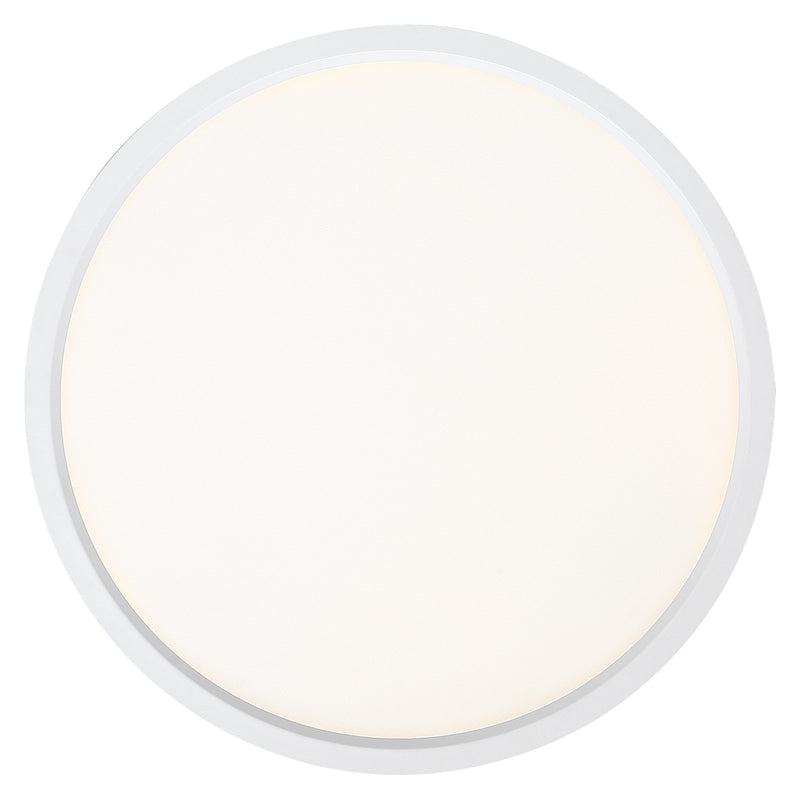 Quoizel Outskirts 15in LED Flush Mount | Contemporary Matte White and White Acrylic | Hallway & Bedroom Ceiling Light | Model OST1715W