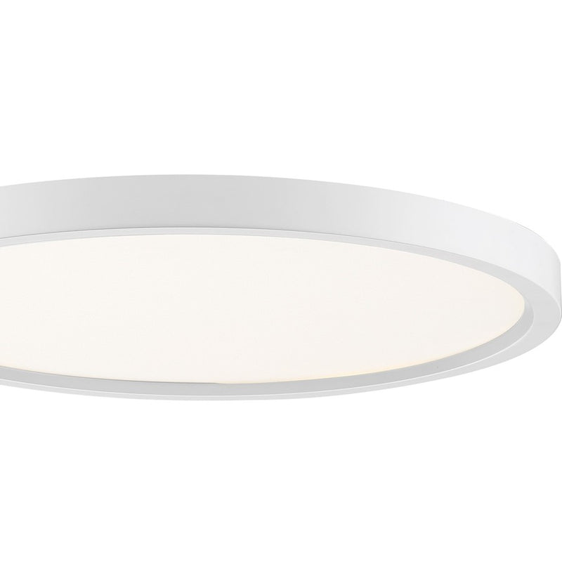 Quoizel Outskirts 15in LED Flush Mount | Contemporary Matte White and White Acrylic | Hallway & Bedroom Ceiling Light | Model OST1715W